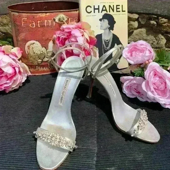 Manolo Blahnik Swarovski Crystal Heels Size 8 - Picture 2 of 5